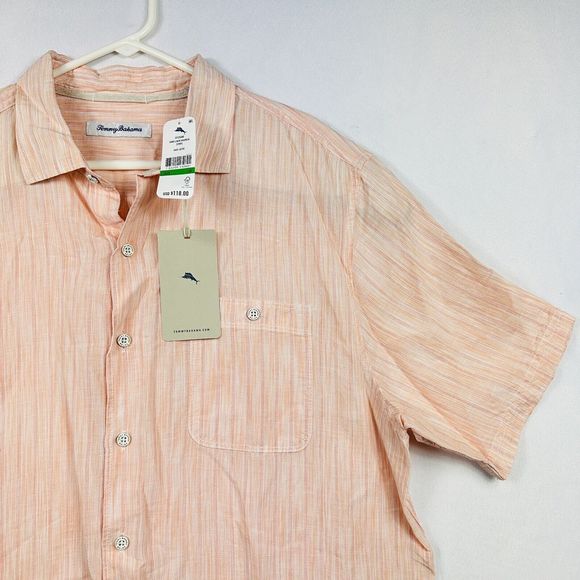 Tommy Bahama Men's Sand Linen Valencia Shirt Large Stripe Short Sleeve NWT $118 - Picture 4 of 11